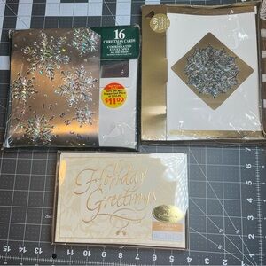 3 packs NEW vintage Christmas Holiday Greeting cards, silver gold ivory 48 total